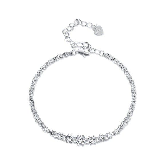 925 Sterling Silver 5MM Moissanite Bracelet for Women