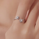 925 Sterling Silver Snowflake Ring with Pavé CZ in White Gold for Women-5