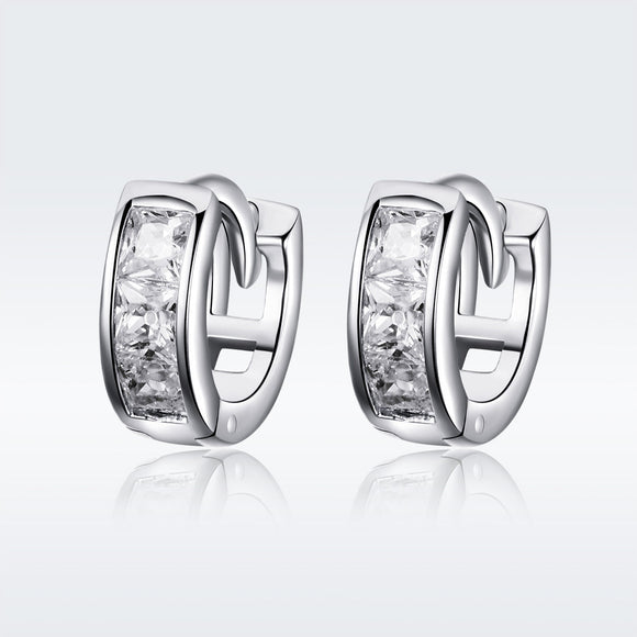 925 Sterling Silver Plated Platinum Pavé Setting CZ Earrings