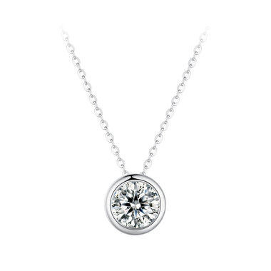 S925 Sterling Silver Moissanite Necklace 400mm with 1ct Moissanite for Women - 0