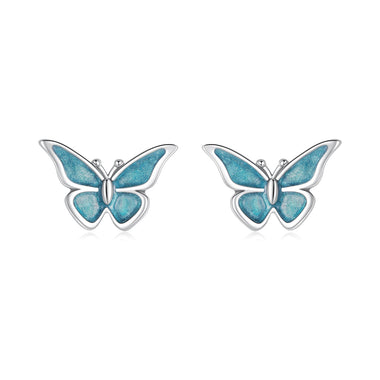 925 Sterling Silver Enamel Oxidized Earrings Size 0.7*1.1cm for Women