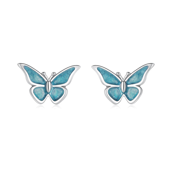 925 Sterling Silver Enamel Oxidized Earrings Size 0.7*1.1cm for Women