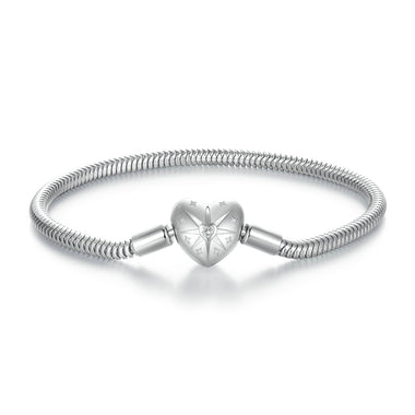 925 Sterling Silver + Pavé Setting White Gold Bracelet 17.0cm for Women - 0