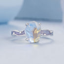 925 Sterling Silver Enamel 10x8mm CZ Ring Size 6 for Women-5