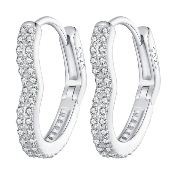 925 Sterling Silver Earrings with Cubic Zirconia in Platinum Finish