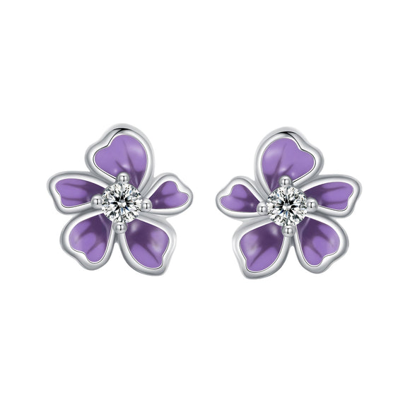 S925 Sterling Silver Plated Platinum Enamel Earrings for Women