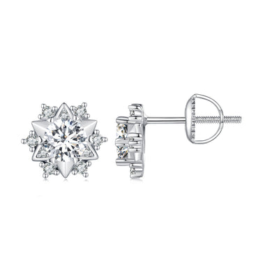 925 Sterling Silver 5.0mm Moissanite Earrings with CZ, 1.0cm for Women - 0