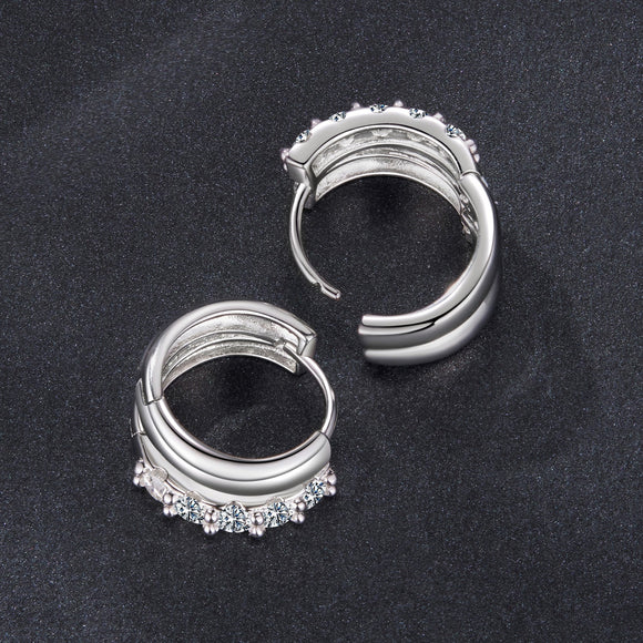 925 Sterling Silver Moissanite 0.06 Carat White Gold Plated Earrings for Women