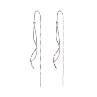925 Sterling Silver Earrings 56*10mm Plated Platinum Rose Gold for Women - 0