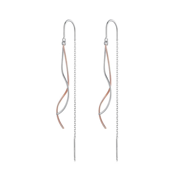 925 Sterling Silver Earrings 56*10mm Plated Platinum Rose Gold for Women