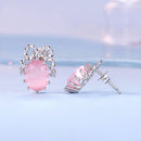 925 Sterling Silver White Gold Plated Earrings with Transparent Glass, 1.6x1.2cm for Women-6