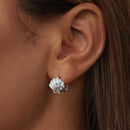 925 Sterling Silver White Gold Plated Enamel Earrings for Women 11x11mm-7