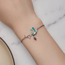 925 Sterling Silver Enamel Plated Platinum Bracelet with CZ, Adjustable Length for Women-8