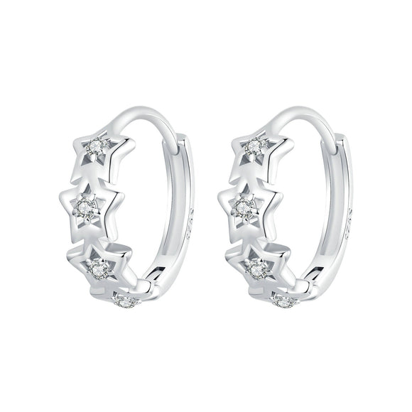 925 Sterling Silver Earrings with Pavé Setting, Size: 13*5mm, for Women