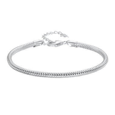 925 Sterling Silver Plated Platinum Bracelet with Adjustable Length for Women