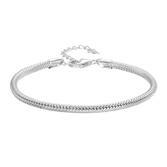925 Sterling Silver Plated Platinum Bracelet with Adjustable Length for Women