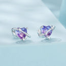 925 Sterling Silver Earrings with CZ and Transparent Glass in White Gold Plating for Women-3