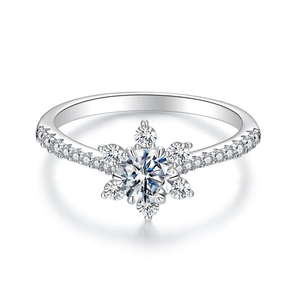 925 Sterling Silver Pavé Moissanite Ring with CZ - Size 6