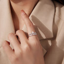 925 Sterling Silver Pavé Setting CZ White Gold Plated Ring Size 6 for Women-6