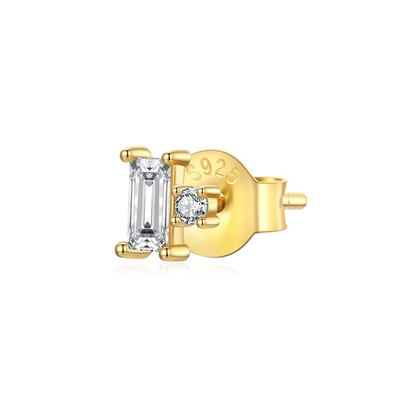 925 Sterling Silver Mini Stud Earrings with Gold Plating and CZ