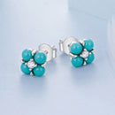 925 Sterling Silver Earrings with Synthetic Turquoise and CZ in Oxidized Finish-3