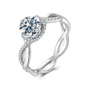 925 Sterling Silver Moissanite Ring in Size 7 with Pavé Setting for Women-1