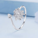 925 Sterling Silver Adjustable Flower Ring for Women-1
