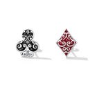 925 Sterling Silver Oxidized Enamel Plum Blossom Earrings for Women - 1.2 x 1.0 cm-2