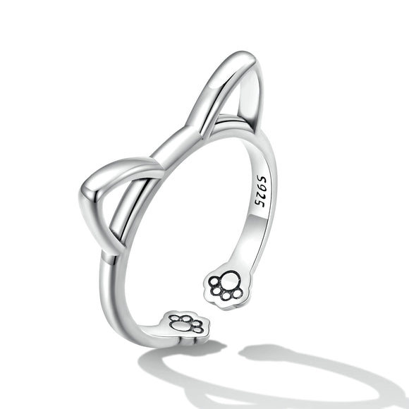925 Sterling Silver Oxidized Paw Design Ring