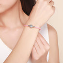 925 Sterling Silver Pavé Setting CZ Bracelet with Genuine Leather for Women-8