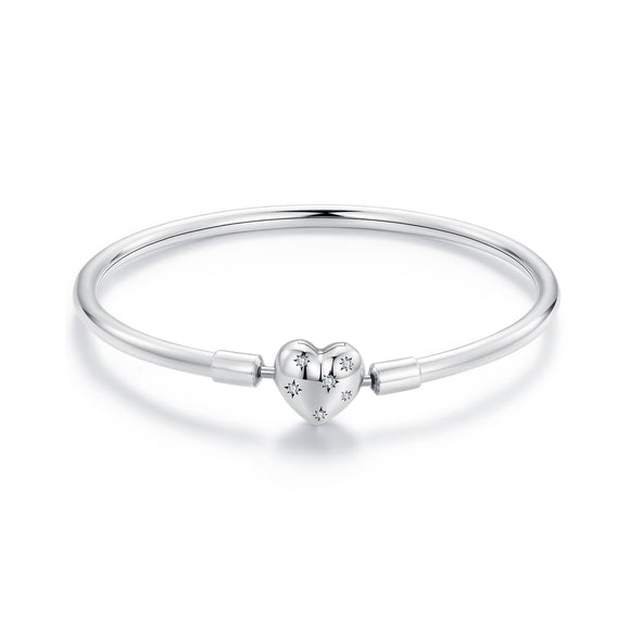925 Sterling Silver White Gold Plated 17.0cm CZ Bracelet for Women