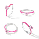925 Sterling Silver Enamel Pavé CZ Ring Size 7 for Women-2