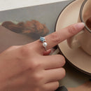 925 Sterling Silver Turtle Ring with Quality Shell Pearl & CZ - Size: nan-5