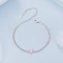 925 Sterling Silver White Gold Plated 8mm CZ Pendant Bracelet for Women-4