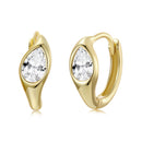 925 Sterling Silver Pave Setting CZ Earrings with Gold Plating, 1.3x0.5cm for Women-1
