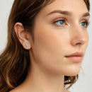 925 Sterling Silver Earrings with Pavé Setting CZ in Oxidized Silver - 1.0*0.7cm-7