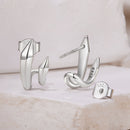 925 Sterling Silver Oxidized Silver Earrings Size 1.3*0.7cm-2