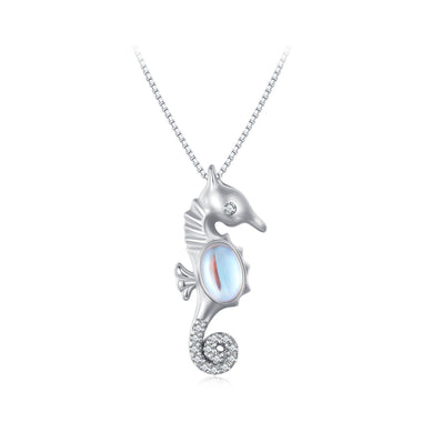 925 Sterling Silver Moonstone Necklace with Pavé Setting CZ for Women - 0