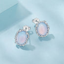 925 Sterling Silver Earrings for Women with Transparent Glass, 1.0*0.9cm-3