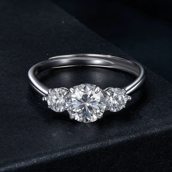 925 Sterling Silver Moissanite 6.5mm 1ct Ring, Size E for Women