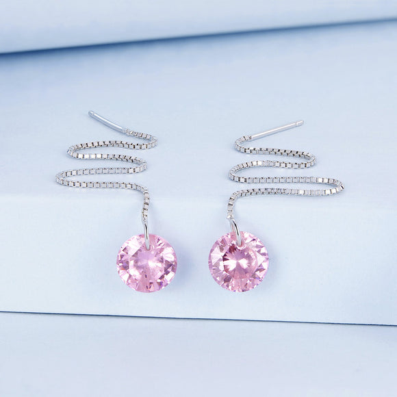 925 Sterling Silver Earrings with 0.8cm Main Stone and CZ for Women