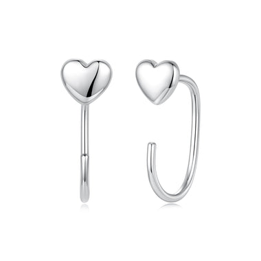 925 Silver White Gold Plated 1.4cm Brass Earrings for Women - 0