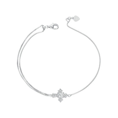 925 Sterling Silver White Gold Plated Bracelet with CZ Pendant 200mm for Women