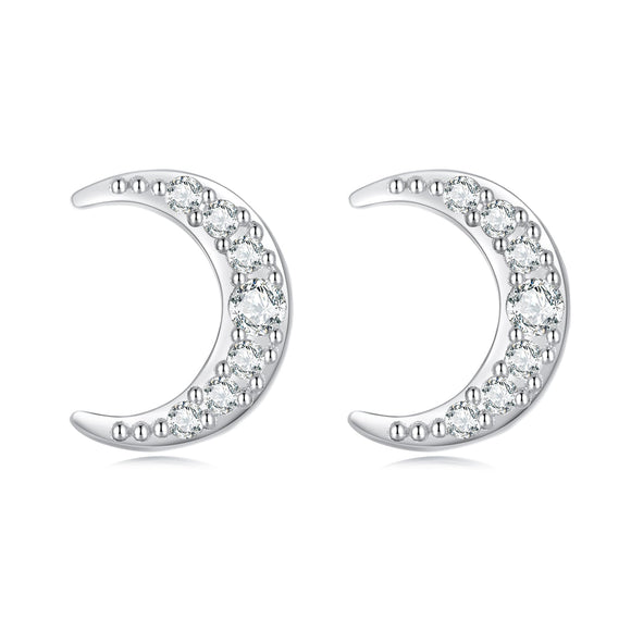 925 Sterling Silver Earrings with Pavé Setting CZ, 0.8*0.6cm for Women