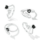 925 Sterling Silver Oxidized Pavé Setting CZ Ring-3