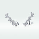 925 Sterling Silver Earrings - 1.4x0.5 cm - Platinum Plated for Women-1