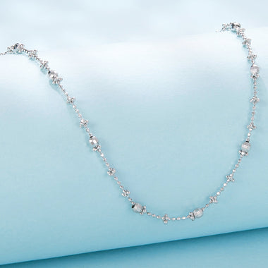 925 Sterling Silver 40+5cm White Gold Plated Necklace for Women - 0