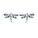 925 Sterling Silver Earrings with Pavé CZ and Transparent Glass-1