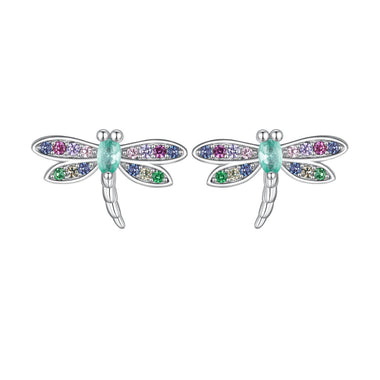 925 Sterling Silver Earrings with Pavé CZ and Transparent Glass