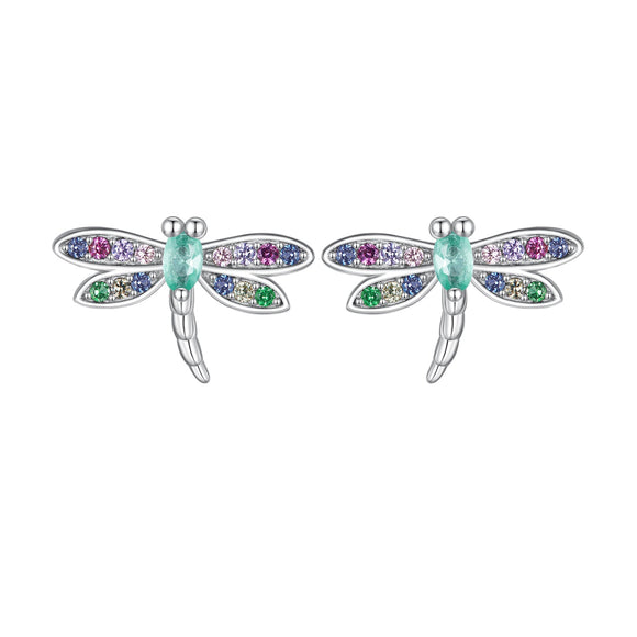925 Sterling Silver Earrings with Pavé CZ and Transparent Glass